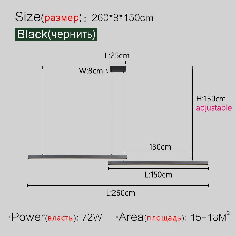 Axyaa Aluminum Modern Chandelier Strip for Dining Room, Bar & Kitchen Tables