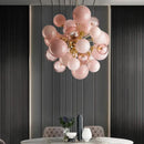 Axyaa Pink Glass Ball Pendant Light - Villa Staircase Chandelier