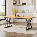 Axyaa Rustic Wood Dining Table, 70.8-Inch Rectangular Kitchen Table for 6, Metal Legs