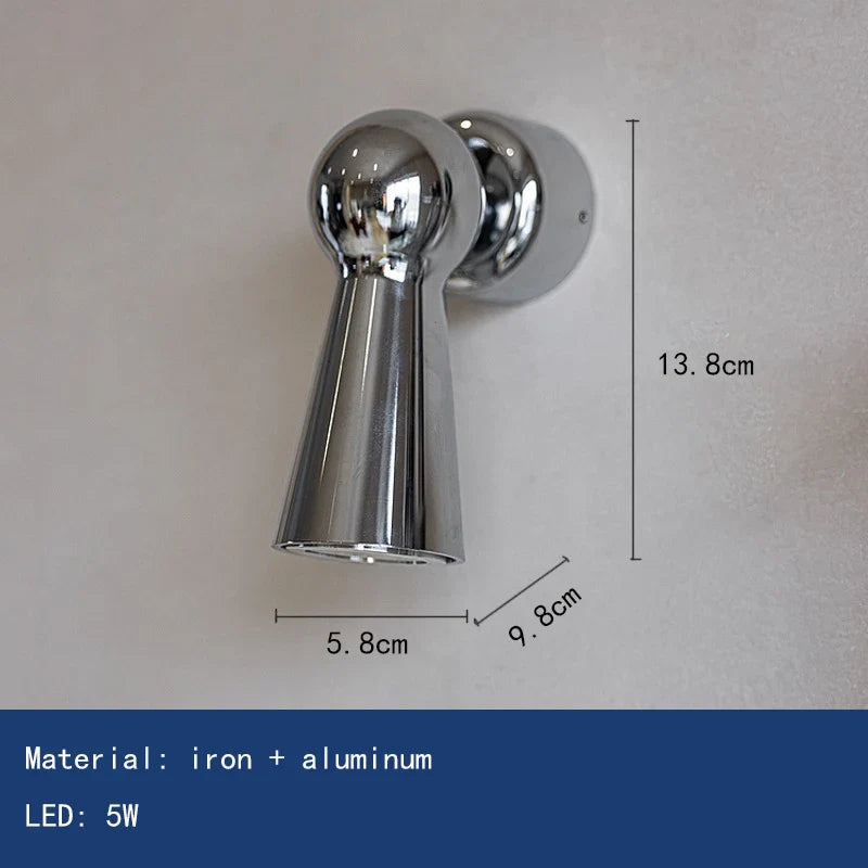 Axyaa Chrome Metal Wall Light Warm Light 3000K Bedroom Reading Sconce Lamp