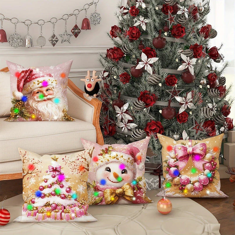 Christmas LED Pillowcase with Santa Claus & Snowman Designs for Axyaa Brand