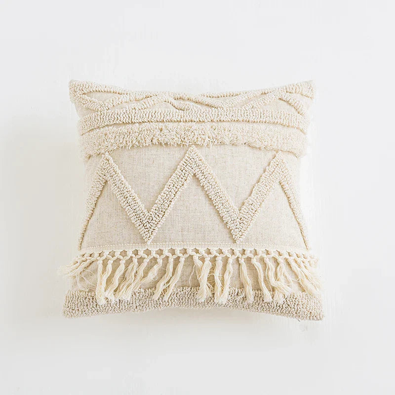 Axyaa Tufted Tassels Cushion Cover for Home Decor in Living Room Bedroom Sofa