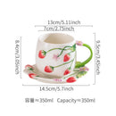 Axyaa Ceramic Strawberry Coffee Cup and Saucer Set with Embossed Design