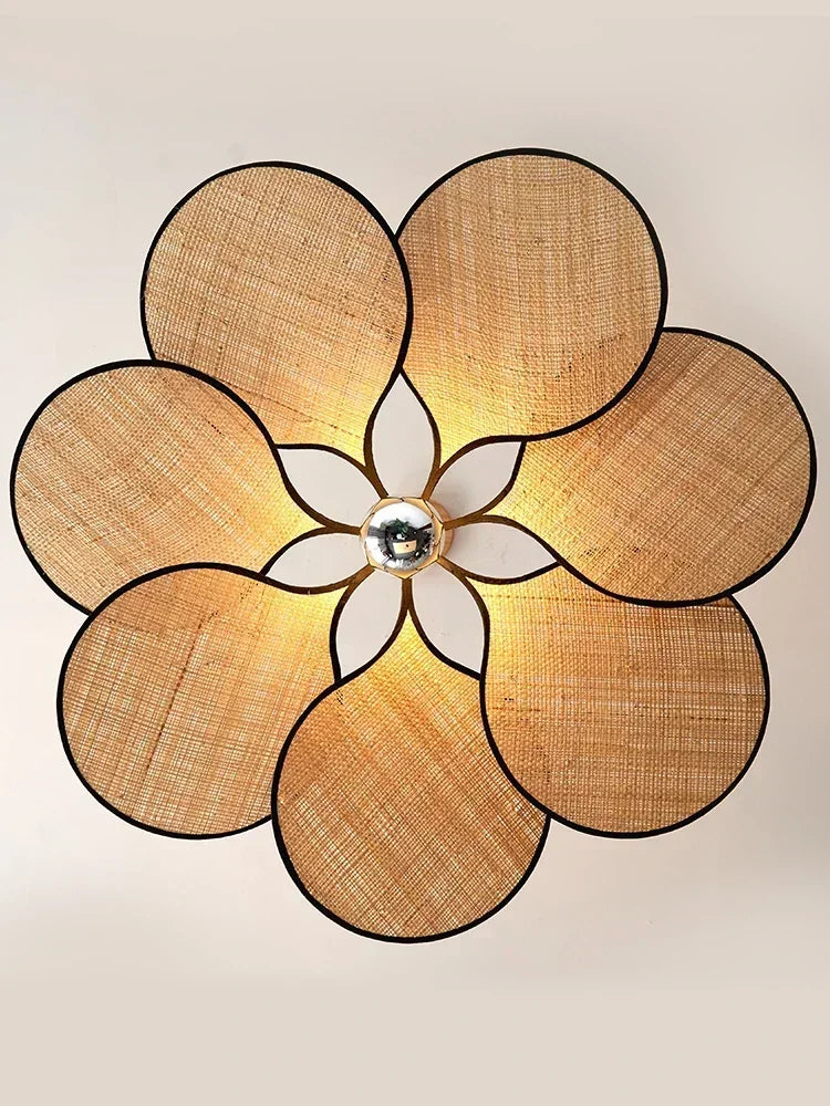 Axyaa Retro Flower Chandeliers Woven Pendant Lights for Dining Room & Living Room