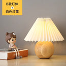 Axyaa Nordic Retro Ceramic Desk Lamp with Wood Grain Design