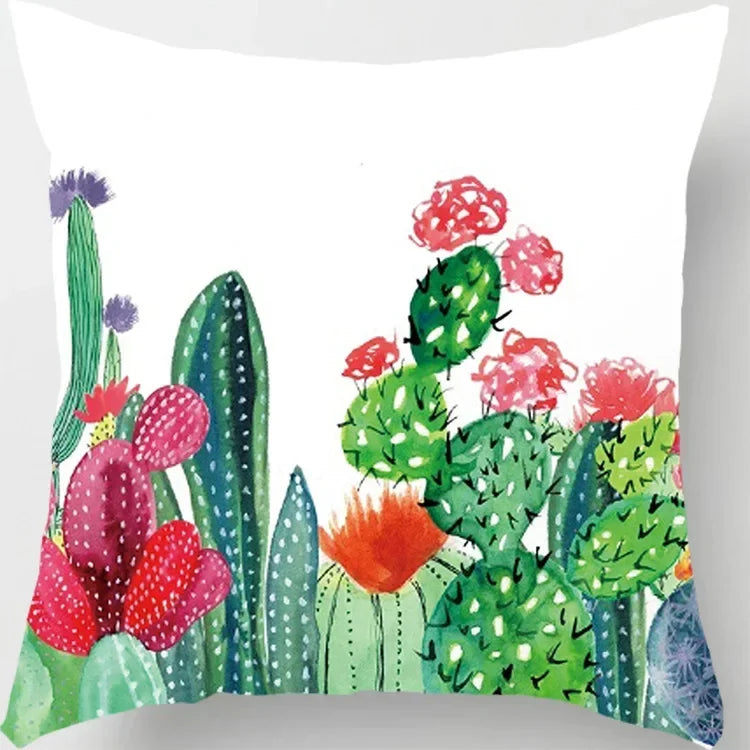 Axyaa Tropical Cactus Potted Pillowcase for Home and Office Decor