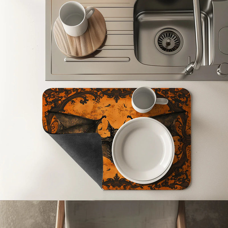Axyaa Halloween Bat Kitchen Dish Mat Axyaa Halloween Bat Kitchen Dish Mat