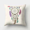 Axyaa Feather Dreamcatcher Print Cushion Cover for Elegant Sofa Decoration