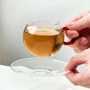 Axyaa High Temp Glass Coffee Cup & Saucer Set - 200ML