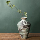 Axyaa Retro Chinese-style Porcelain Flower Vase Set - Earthenware & Kiln-transformed Accessories