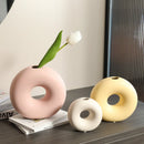 Nordic Cream Donut Vase Ornament for Living Room Flower Arrangement by Axyaa