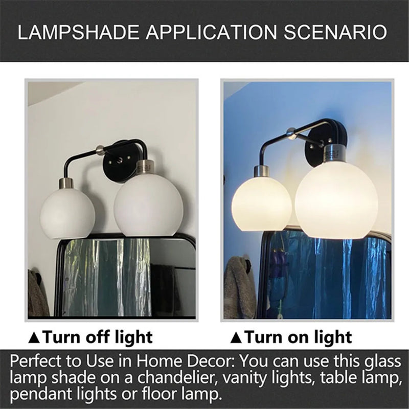 Axyaa Soft White Glass Globe Lampshade for Wall Sconce