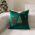 Axyaa Christmas Tree Embroidered Short Plush Pillowcase - Festive Living Room Decor