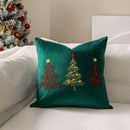 Axyaa Christmas Tree Embroidered Short Plush Pillowcase - Festive Living Room Decor