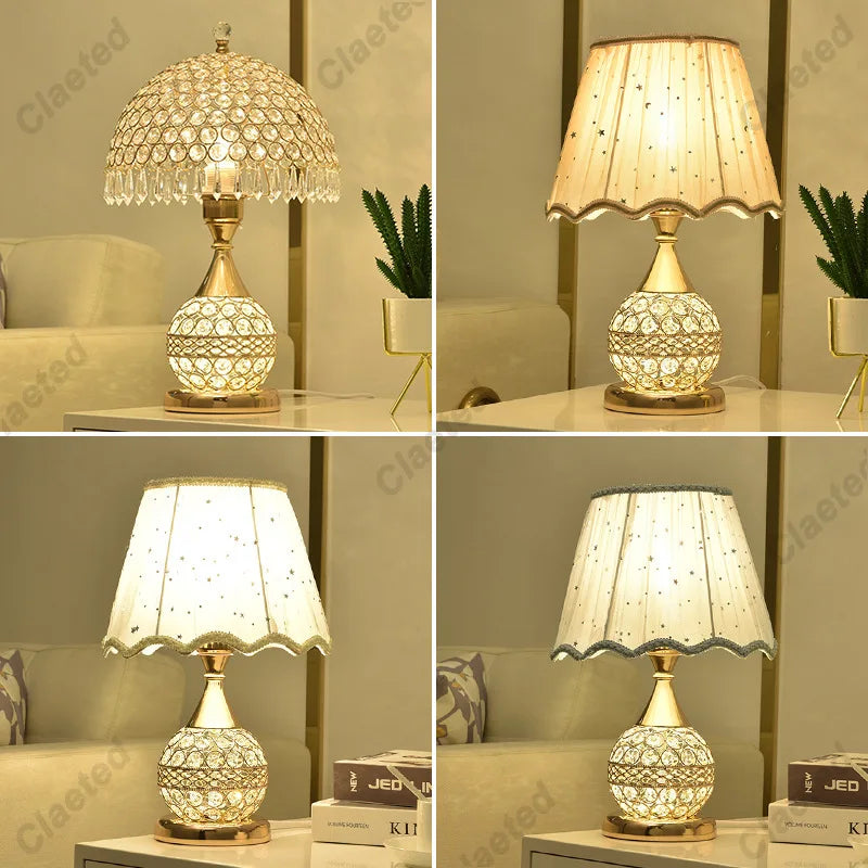 Axyaa Elegant Crystal Table Lamp for Bedroom and Living Room