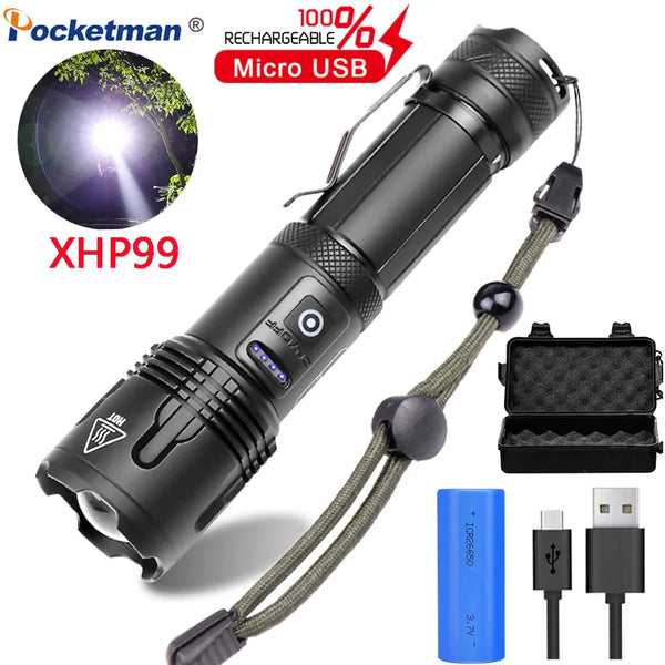 Axya High-Powered LED Rechargeable Flashlight, Waterproof Tactical Torch