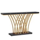 Golden Grid Metal Base Console Table by Axyaa - 59 inch Modern Entryway Furniture