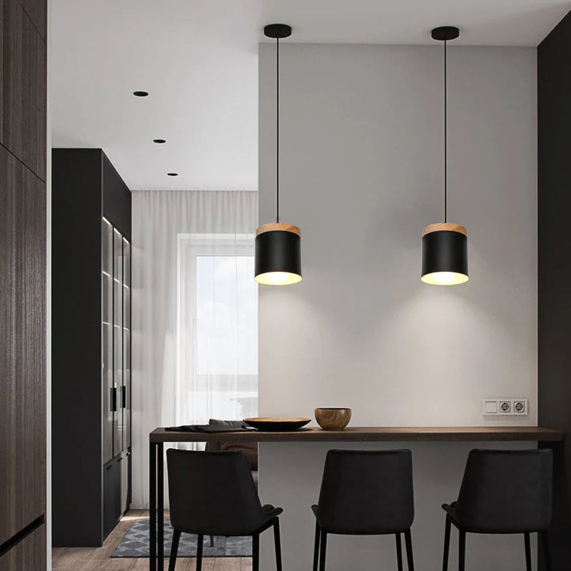 Axyaa Wood Pendant Light Nordic E27 Hanging Lamp for Home & Bar.