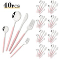 Axyaa Black Gold Stainless Steel Cutlery Set - 40pcs Flatware Dinnerware