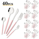 Axyaa Black Gold Stainless Steel Cutlery Set - 40pcs Flatware Dinnerware