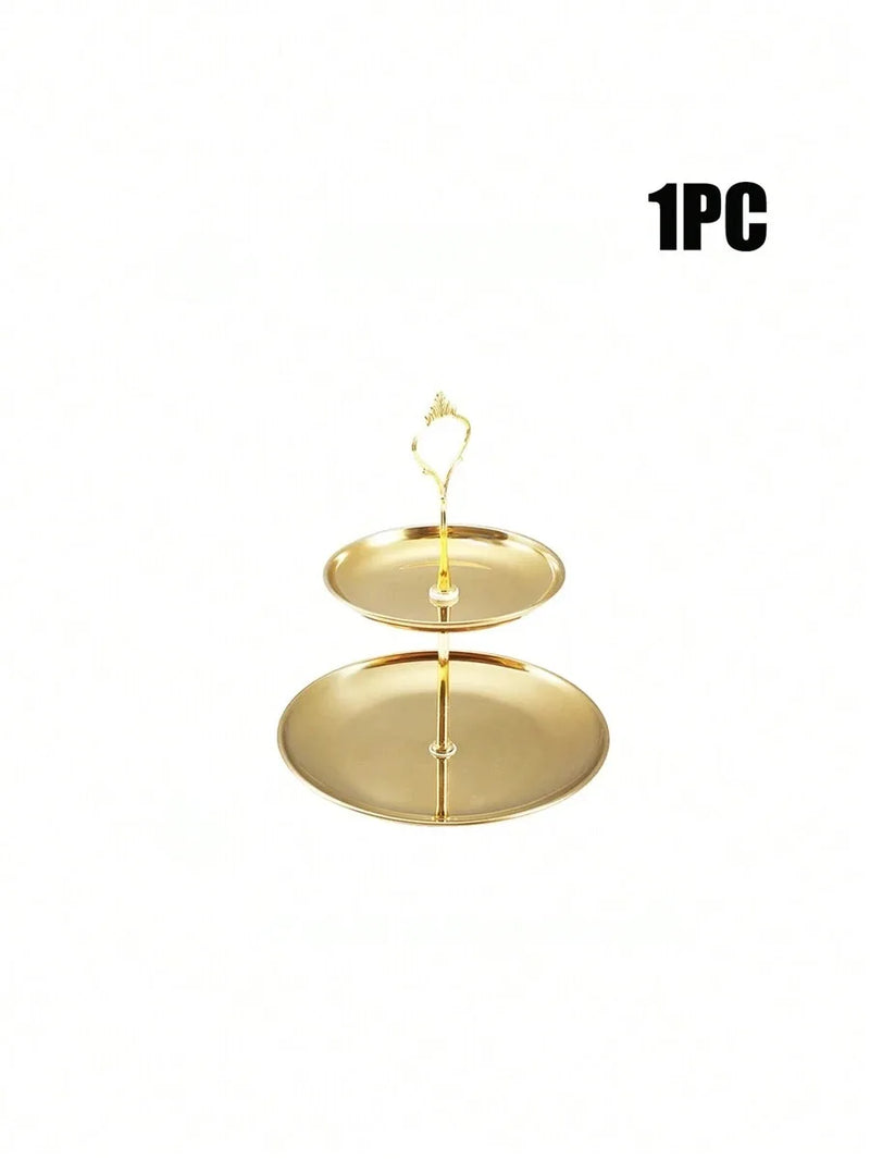 Axyaa Gold Stainless Steel Dessert Tray, Multi-Tier Cake Stand for Tea Party