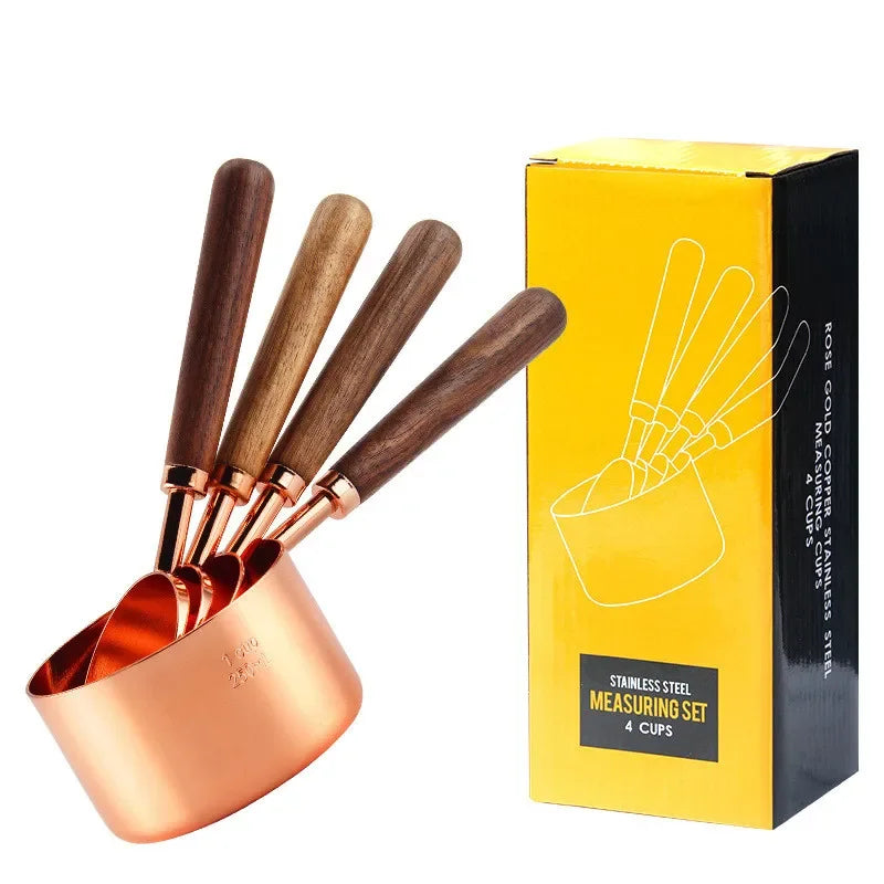 Axya Rose Gold Measuring Cups Spoons Set Stainless Steel Baking Kitchen Scale