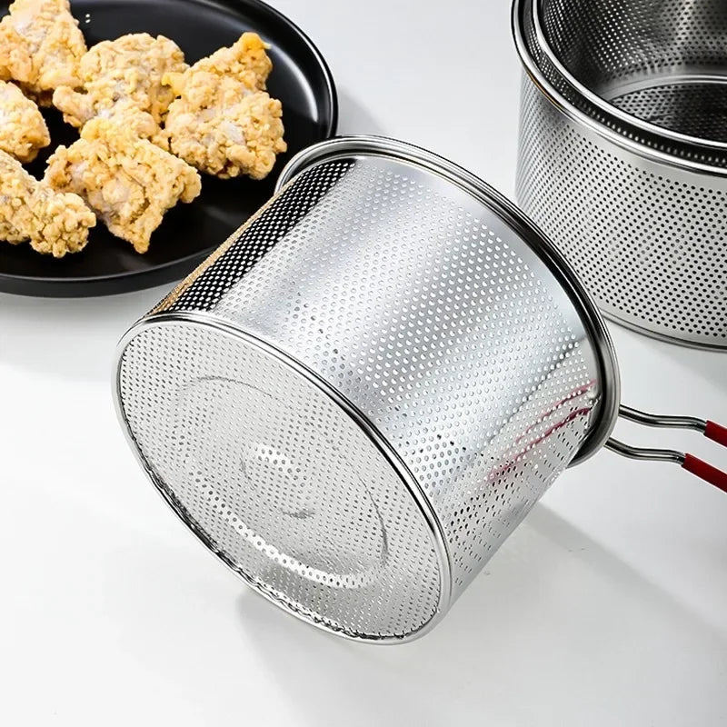 Axyaa Stainless Steel Fry Basket Strainer Spoon for Cooking French Fries