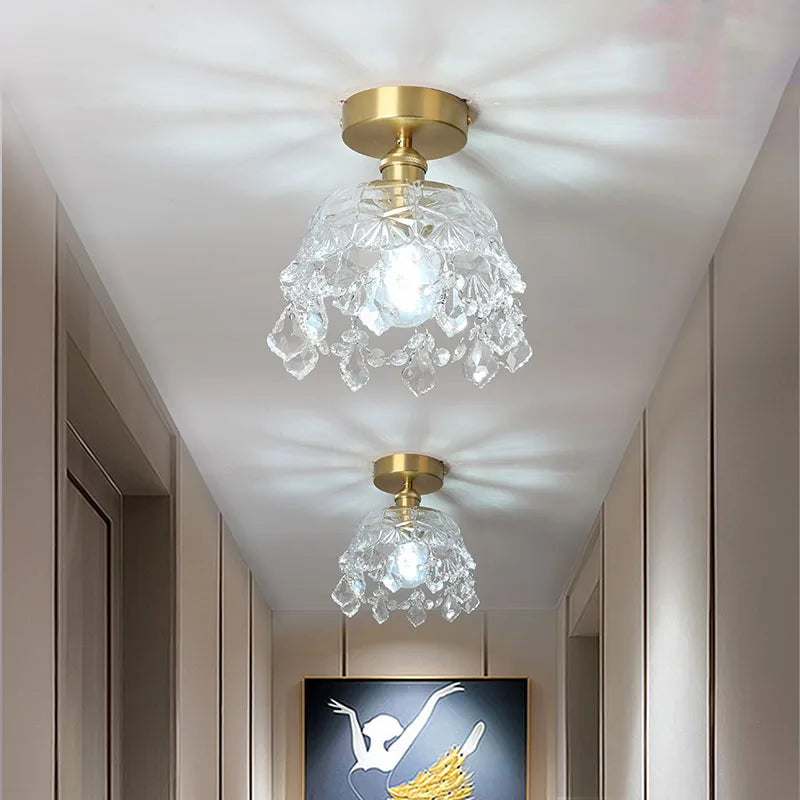 Axyaa Crystal LED Ceiling Lamp Modern Luxury Chandelier for Living Room & Hallway