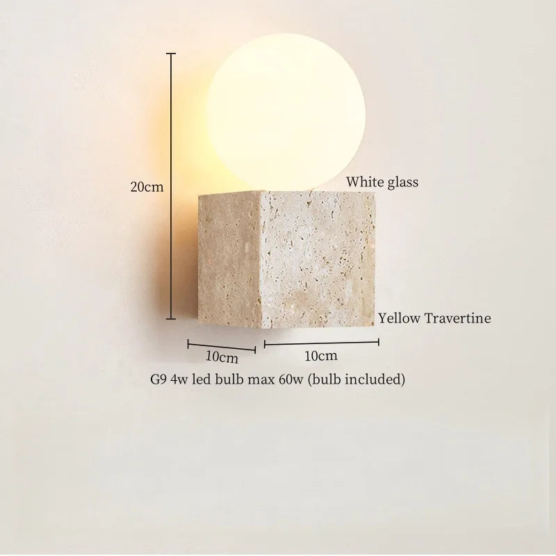 Axyaa Wabi Sabi LED Wall Lights Yellow Travertine Bedside Lamps