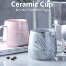 Axyaa Marble Pattern Gold Rim Coffee Mug Nordic Design Heat Insulation Cup