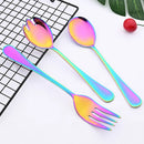 Axyaa Stainless Steel Salad Spoon Fork Set Unique Flatware Cutlery Dining Utensils