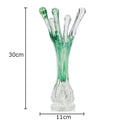Axyaa Green Glass Vase Artificial Floral Decoration for Desk and Room Aesthetic