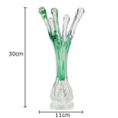 Axyaa Green Glass Vase Artificial Floral Decoration for Desk and Room Aesthetic