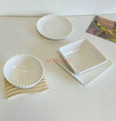 Axyaa 6-Inch Bone Dessert Plate Set - White Ceramic Vegetable Cake Serving Tray