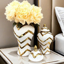 Axyaa Ceramic Vase Jar Home Decor Electroplated Gold Soft Decoration Storage