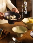 Axyaa Retro Chinese Pastry Plate - Elegant Tea Plate for Dim Sum and Dried Fruit