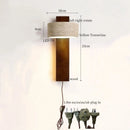 Axyaa Wood Stone LED Wall Sconce, Mid Century Modern Bedroom Lamp