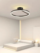 Axyaa Modern Minimalism Round LED Ceiling Chandelier White Black Aluminium Lamps