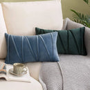 Axyaa Velvet Lumbar Throw Pillow Covers 12x20 Inch - Farmhouse Cushion Cover Cojines