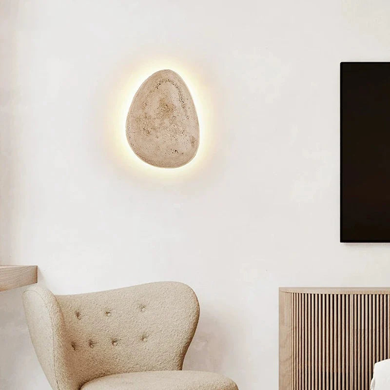 Axya Warm Glow Cave Stone Wall Lamp - Cream Bedroom Living Room Lighting