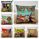 Axyaa Scenic Illustration Cushion Cover 45x45cm for Home Art Decoration