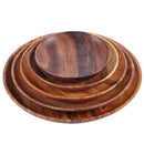 Axyaa Acacia Wood Round Plates Set - Premium Small Sushi Food Dishes