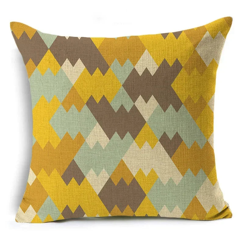 Axyaa Retro Geometry Linen Pillowcase - 45*45cm