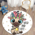 Axyaa Lion Cartoon Animal Round Carpet for Living Room Children's Bedroom