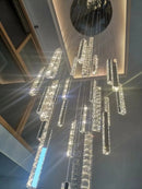 Axyaa Crystal Duplex Villa Chandelier - Luxurious Modern Cantilevered Design