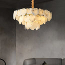 Axyaa Marble Led Chandelier: Nordic Round Pendant Light for Living Room, Restaurant, & Bedroom