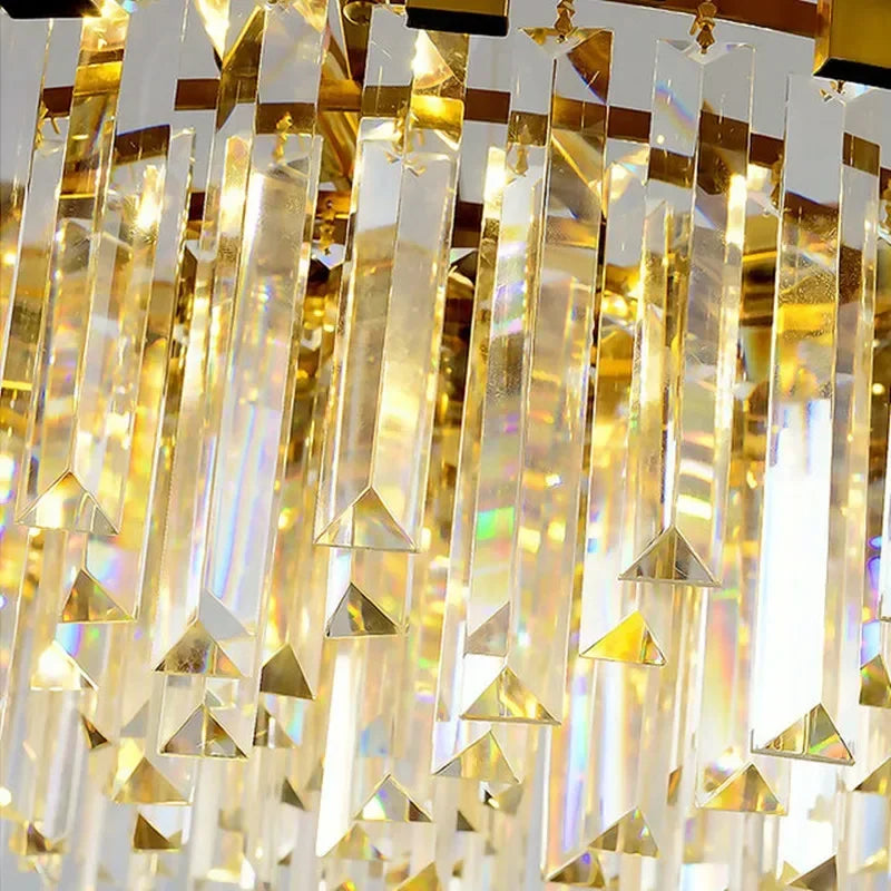 Axyaa Crystal LED Chandelier: Modern Art Deco Luxury Lighting for Dining Room