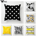 Geometric Black Yellow Cushion Covers - Axyaa Modern 18" Throw Pillow Case