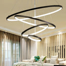 Axyaa Aluminum Black Chandelier Modern LED Pendant Light for Dining & Living Room