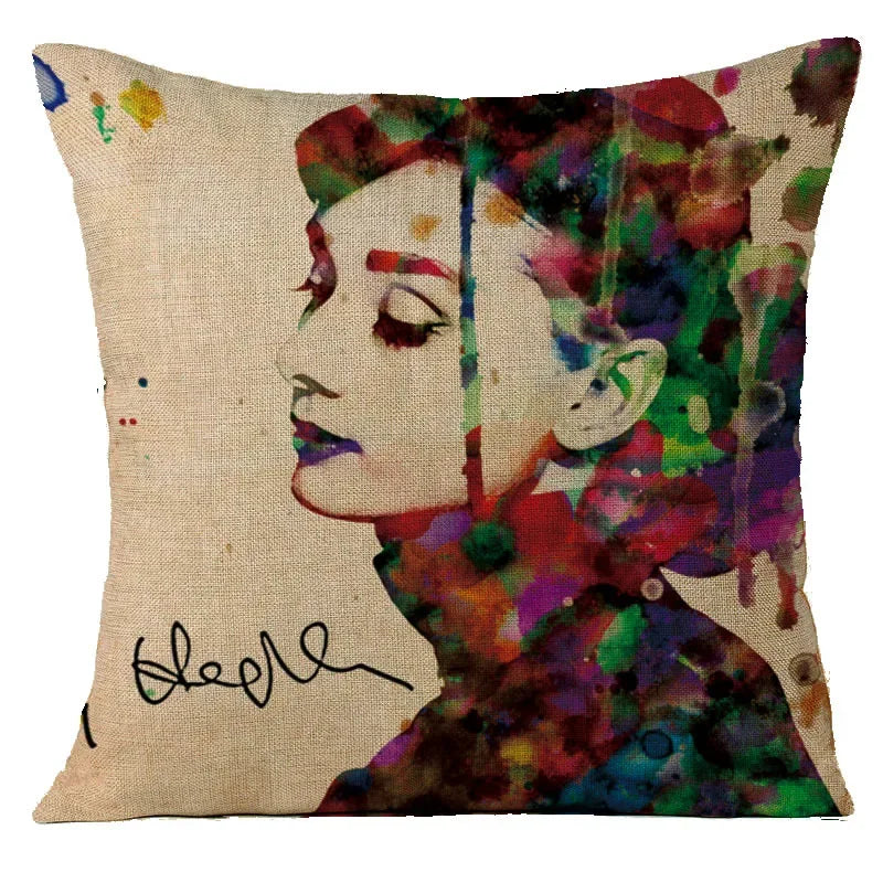 Audrey Hepburn Plush Cushion Cover by Axyaa - Home Decor Sofa Pillow Cover